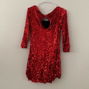 Weissman Dance Costume Girls Size MC Red Sequin Layered shorts